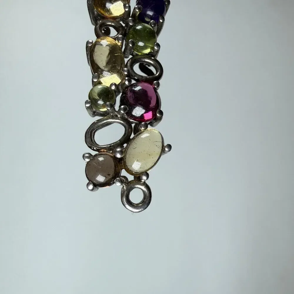 Sterling Silver 925 Talbot's Multicolor Gem Gripoix Style pendant 4.74g vintage